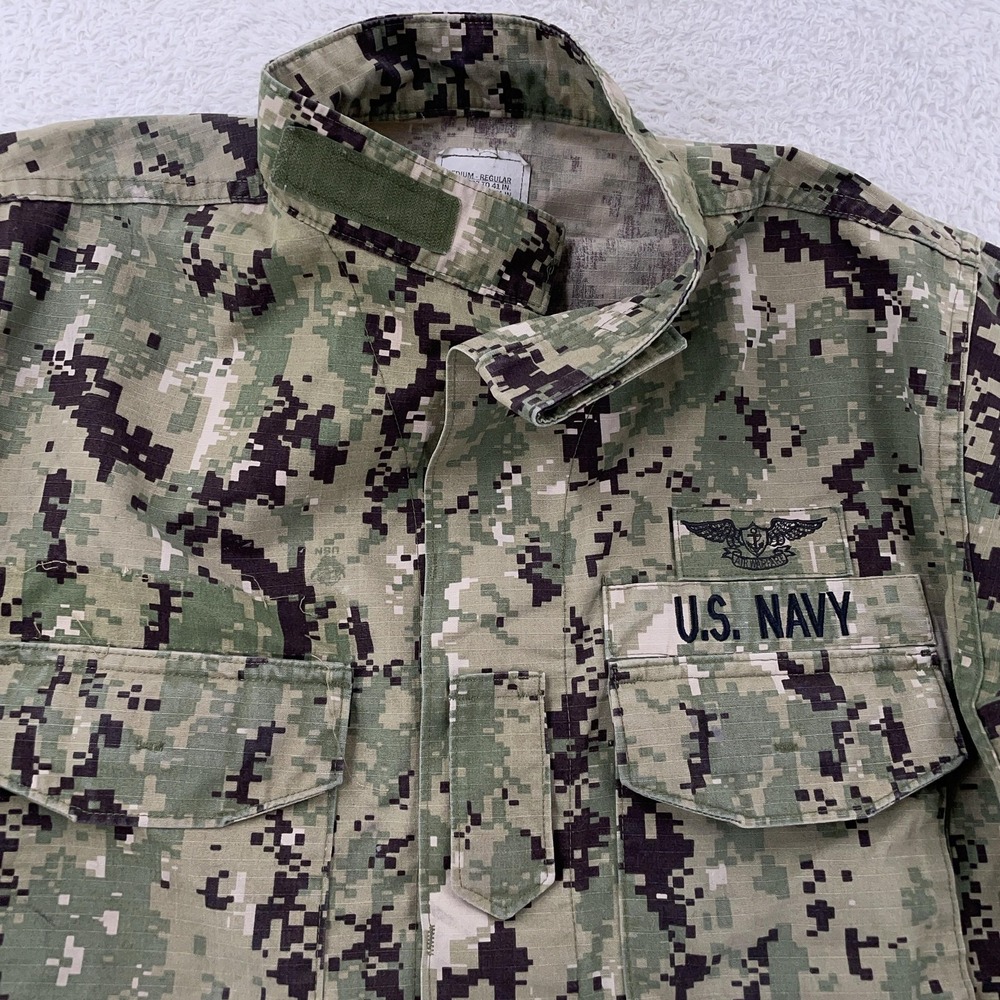 US Navy NWU Type II Blouse Shirt Mens Medium Regular Green Digital Camo Ripstop